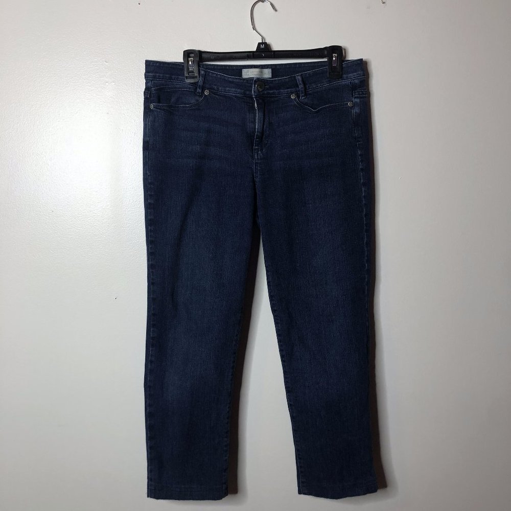 J. Jill Womens Blue Slim Fit Dark Wash Boyfriend Straight Leg Jeans Size 8